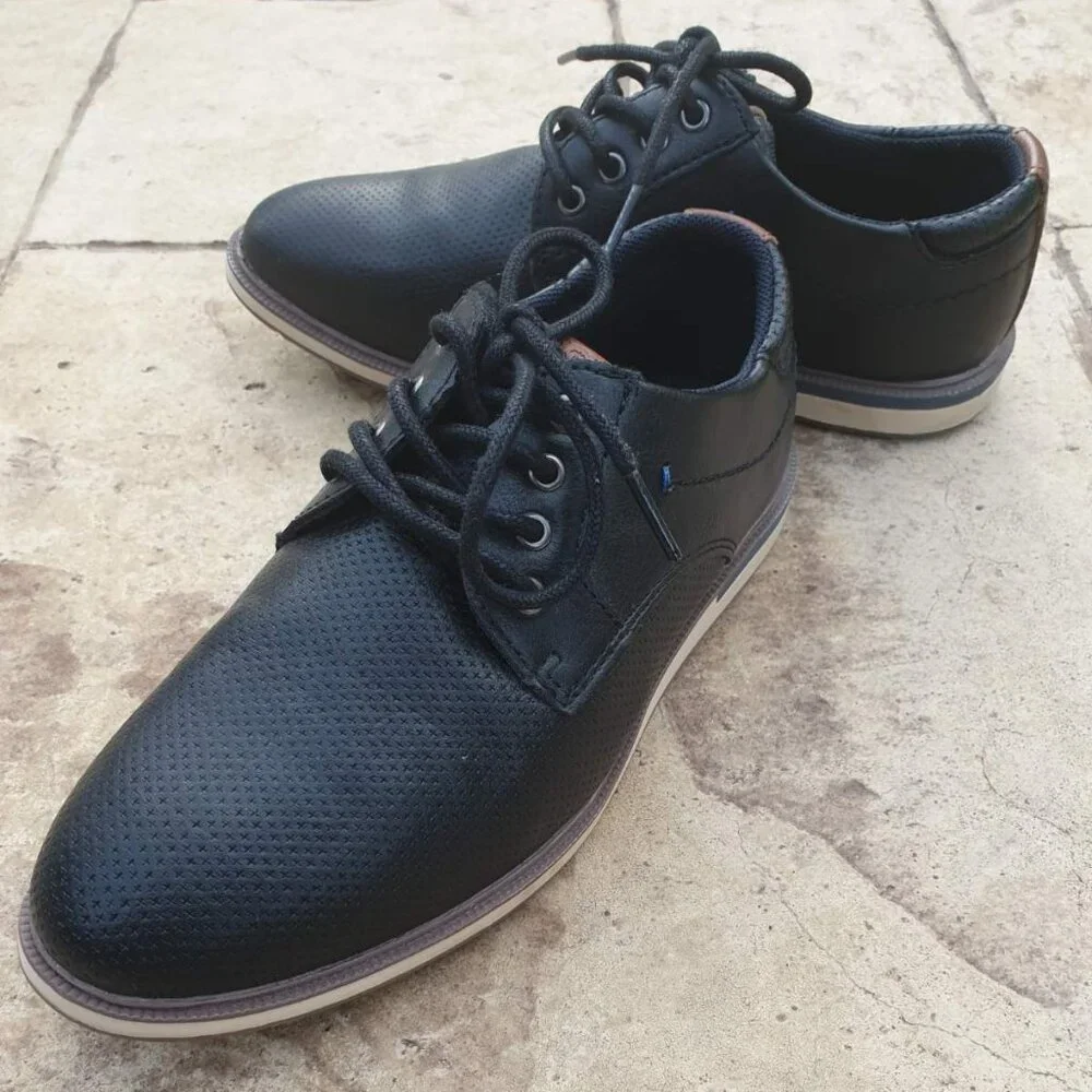 Faux Leather LONDON UNDERGROUND Boys Black Lace Up Dress Formal Shoes Size 3 Med